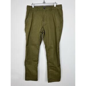 Prana Mens Size 32 Military Green‎ Flat Front Straight Leg Chino Pants